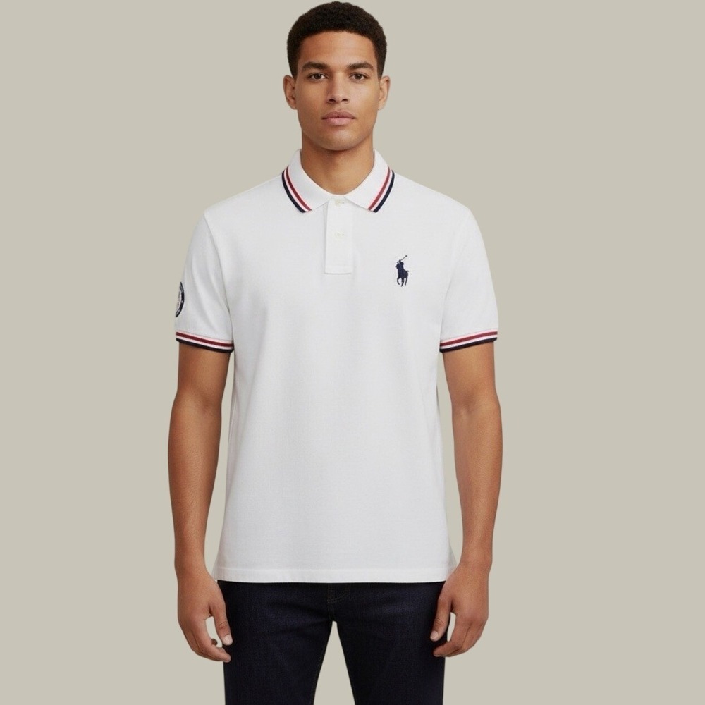Polo Ralph Lauren Mens 2020 US Olympic Team Polo Shirt White Custom Slim Fit M